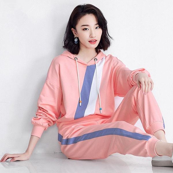 women's tracksuits spring autumn cotton two piece set women korean loose fashion hooded sweater sports casual pants splicing sets, Gray
women's tracksuits spring autumn cotton two piece set women korean loose fashion hooded sweater sports casual pants splicing sets, Gray