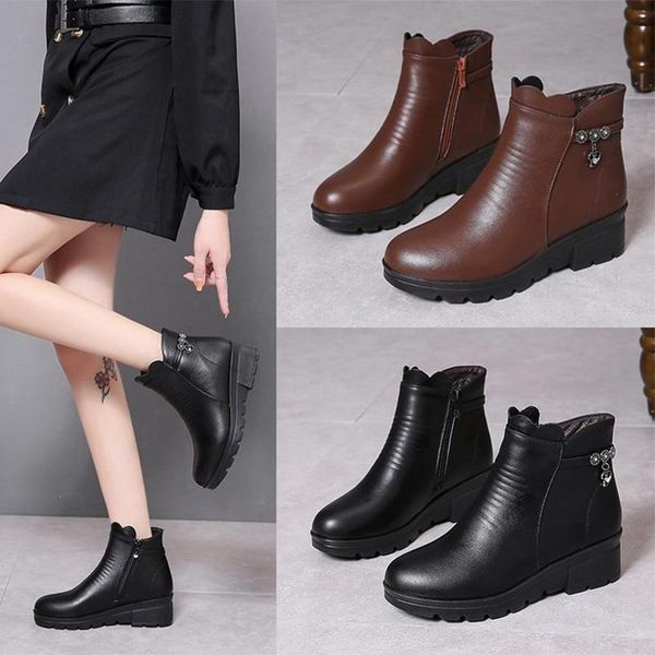 boots ankle women pu leather shoes woman winter footwear warm plush platform zipper ladies fashion female non slip snow, Black
boots ankle women pu leather shoes woman winter footwear warm plush platform zipper ladies fashion female non slip snow, Black