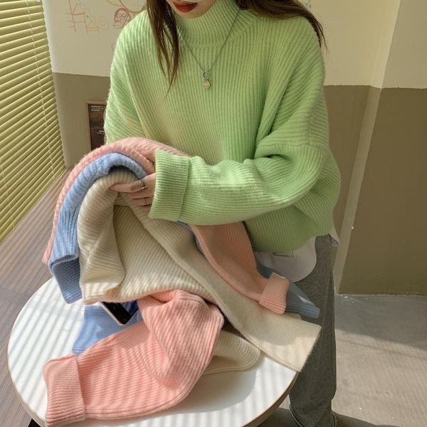 women's sweaters turtleneck sweater women thickened outer wear 2021 spring and autumn loose wild green soft warm knit pullover, White;black
women's sweaters turtleneck sweater women thickened outer wear 2021 spring and autumn loose wild green soft warm knit pullover, White;black