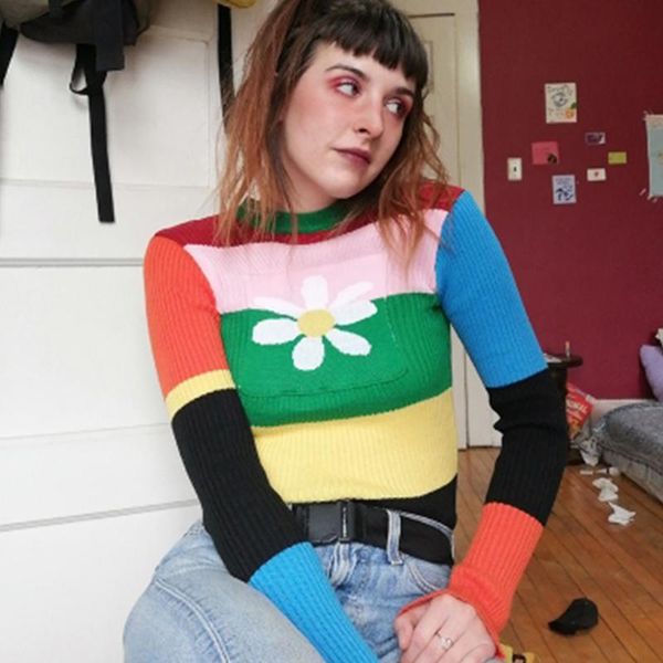 women's sweaters 2021 striped flower knitted sweater women autumn rain bow o neck elastic stretchy multicolor winter, White;black
women's sweaters 2021 striped flower knitted sweater women autumn rain bow o neck elastic stretchy multicolor winter, White;black