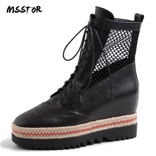 boots msstor mesh women ankle round toe cow leather platform lace-up casual fashion autumn spring ladies shoes, Black
boots msstor mesh women ankle round toe cow leather platform lace-up casual fashion autumn spring ladies shoes, Black