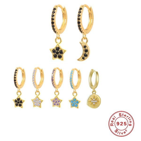 hoop & huggie mc 925 sterling silver small earrings 2021 zircon star/moon pendant retro piercing black/turquoise, Golden;silver
hoop & huggie mc 925 sterling silver small earrings 2021 zircon star/moon pendant retro piercing black/turquoise, Golden;silver