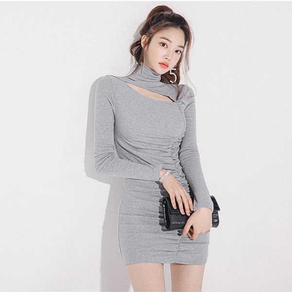 winter korean style women temperament slim turtleneck knit pleated bottom bodycon dress fashion long sleeve mini casual dresses, Black;gray
winter korean style women temperament slim turtleneck knit pleated bottom bodycon dress fashion long sleeve mini casual dresses, Black;gray