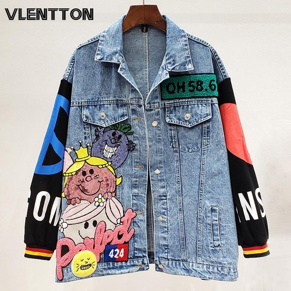 women's jackets 2021 spring streetwear print splice jeans coat female korean sequins casual loose long denim outwear women cowboy, Black;brown
women's jackets 2021 spring streetwear print splice jeans coat female korean sequins casual loose long denim outwear women cowboy, Black;brown
