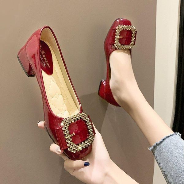 dress shoes women's single 2021 all kinds of square head thick heel fairy wind metal buckle red middle sole breathable, Black
dress shoes women's single 2021 all kinds of square head thick heel fairy wind metal buckle red middle sole breathable, Black