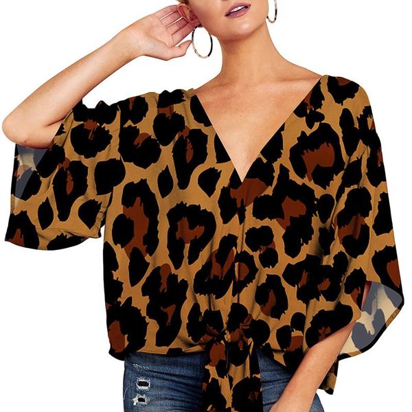 leopard print lace-up short sleeve t-shirt woman middle casual female tee chiffon v-neck personalized clothing women's, White
leopard print lace-up short sleeve t-shirt woman middle casual female tee chiffon v-neck personalized clothing women's, White