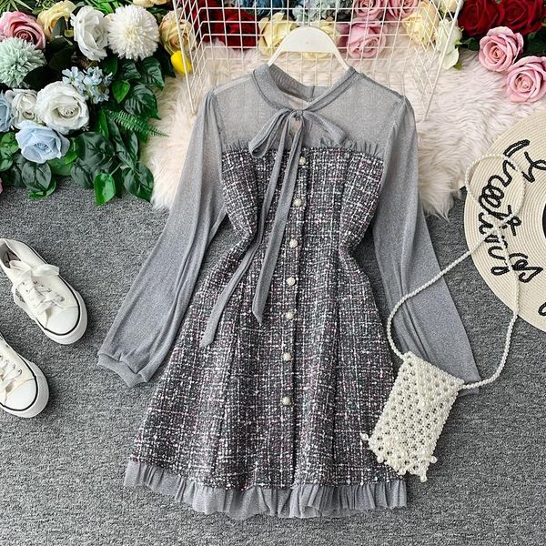casual dresses mesh long sleeve dress patchwork tunic ruffle black elegant vintage korean slim autumn plaid short women vestidos, Black;gray
casual dresses mesh long sleeve dress patchwork tunic ruffle black elegant vintage korean slim autumn plaid short women vestidos, Black;gray