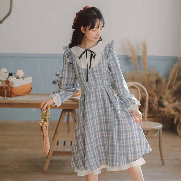 casual dresses sweetxue vintage temperament preppy style plaid patchwork dress cute kawaii fairy party, Black;gray
casual dresses sweetxue vintage temperament preppy style plaid patchwork dress cute kawaii fairy party, Black;gray