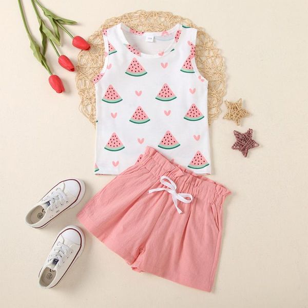 born baby girls summer clothes sleeveless cartoon fruit print t-shirt + elastic shorts 2pcs outfits set clothing sets, White
born baby girls summer clothes sleeveless cartoon fruit print t-shirt + elastic shorts 2pcs outfits set clothing sets, White