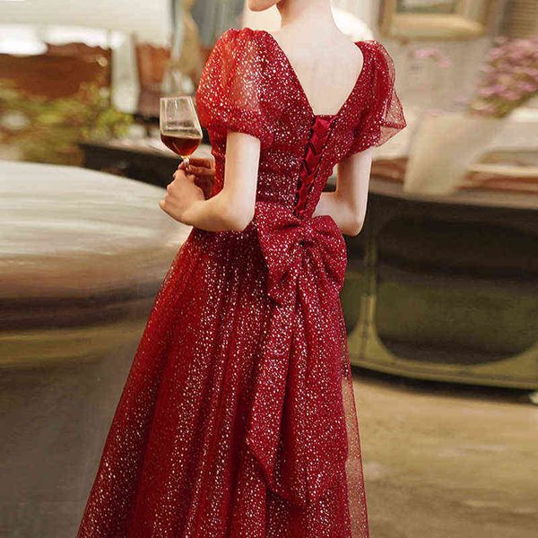 prom luxury boutique occasion dresses 2021 autumn toast bridal engagement wine red bubble sleeve covered arm bow, Black
prom luxury boutique occasion dresses 2021 autumn toast bridal engagement wine red bubble sleeve covered arm bow, Black
