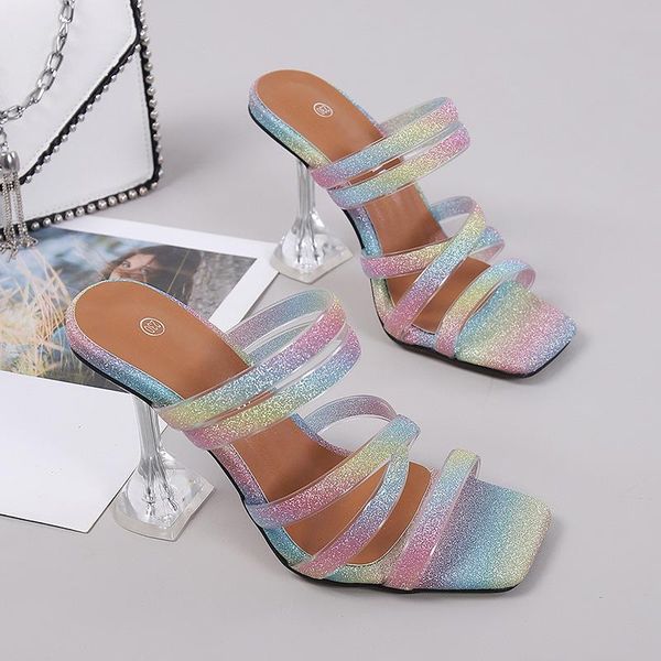 fashion summer sandals pvc sequins bling open toed high heels women slides heel slippers pumps 9cm big size 43 44 45 46, Black
fashion summer sandals pvc sequins bling open toed high heels women slides heel slippers pumps 9cm big size 43 44 45 46, Black