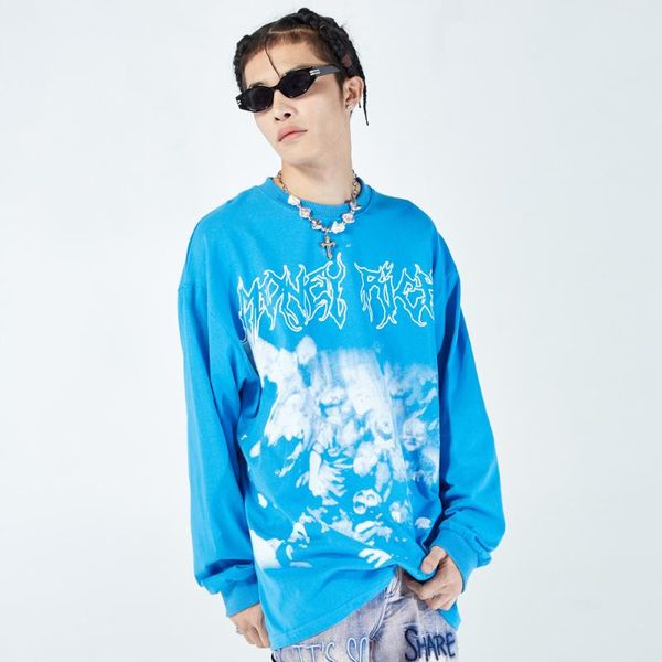 men's t-shirts eukaaru skeleton print men oversized long sleeve t-shirt high street fashiontshirts mens streetwear pullover t shirt, White;black 
men's t-shirts eukaaru skeleton print men oversized long sleeve t-shirt high street fashiontshirts mens streetwear pullover t shirt, White;black