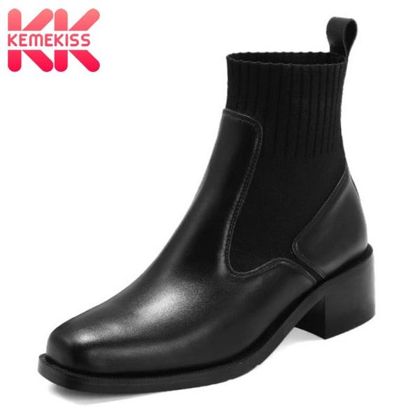 boots kemekiss women ankle thick heel real leather winter autumn shoes fashion short footwear size 34-39, Black
boots kemekiss women ankle thick heel real leather winter autumn shoes fashion short footwear size 34-39, Black