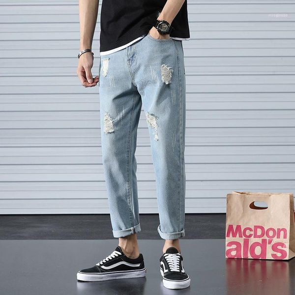 men's jeans hole loose straight leg ankle-length fashion korean-style trend denim pants1, Blue
men's jeans hole loose straight leg ankle-length fashion korean-style trend denim pants1, Blue