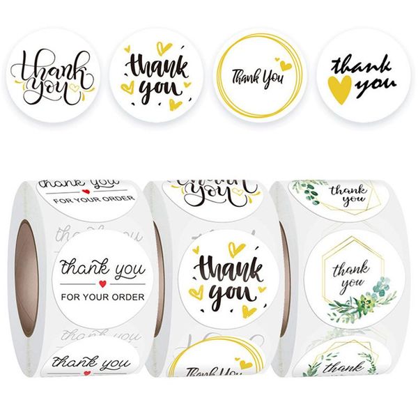 party decoration 2.5cm circular love thank you stickers gift wrapping seal label wedding festival decorate stationery articles 500pcs/roll