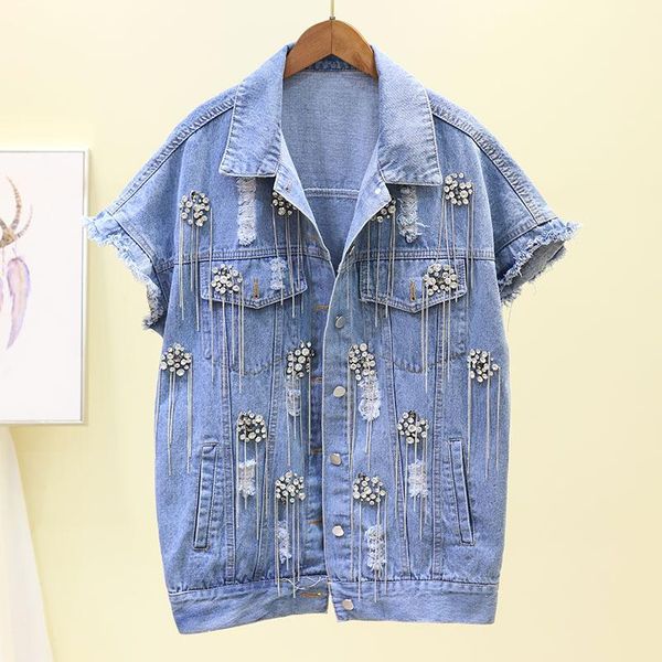 women's vests spring hand diamonds tassel hole denim vest women loose washed vintage sleeveless blue jaqueta jeans feminina casual stre, Black;white
women's vests spring hand diamonds tassel hole denim vest women loose washed vintage sleeveless blue jaqueta jeans feminina casual stre, Black;white