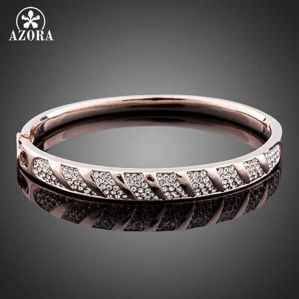 azora simple style rose gold color bangle jewelry made with genuine stellux austrian crystals tb0028 q0720, Black
azora simple style rose gold color bangle jewelry made with genuine stellux austrian crystals tb0028 q0720, Black