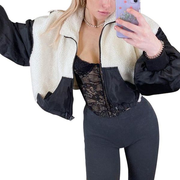 women's jackets 2021 women fuzzy fleece jacket stitched velvet short coat, color block long sleeve stand collar zipper outerwear with p, Black;brown
women's jackets 2021 women fuzzy fleece jacket stitched velvet short coat, color block long sleeve stand collar zipper outerwear with p, Black;brown