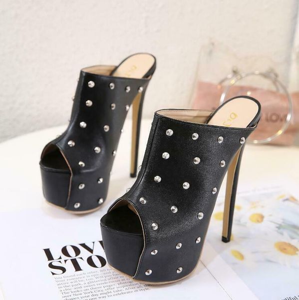 sandals womens peep toe mules ladies slip on platform stiletto high heels shoes, Black
sandals womens peep toe mules ladies slip on platform stiletto high heels shoes, Black