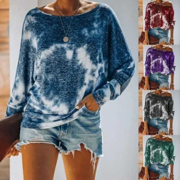 fashion women's long-sleeved t-shirt tie-dye print rabbit, White
fashion women's long-sleeved t-shirt tie-dye print rabbit, White