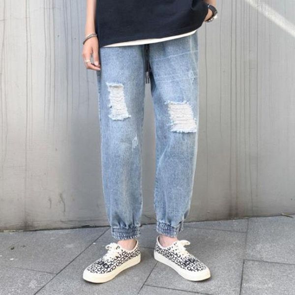 men's jeans 2021 autumn fashion korean casual washed old denim pants men retro tapered hole hombre harem, Blue
men's jeans 2021 autumn fashion korean casual washed old denim pants men retro tapered hole hombre harem, Blue
