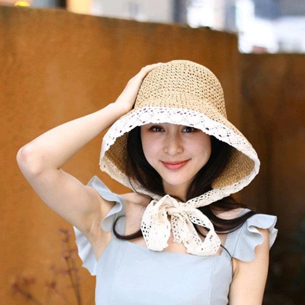 wide brim hats summer for women with lace edge straps big straw beach hat sun protection breathable sunscreen round top, Blue;gray
wide brim hats summer for women with lace edge straps big straw beach hat sun protection breathable sunscreen round top, Blue;gray