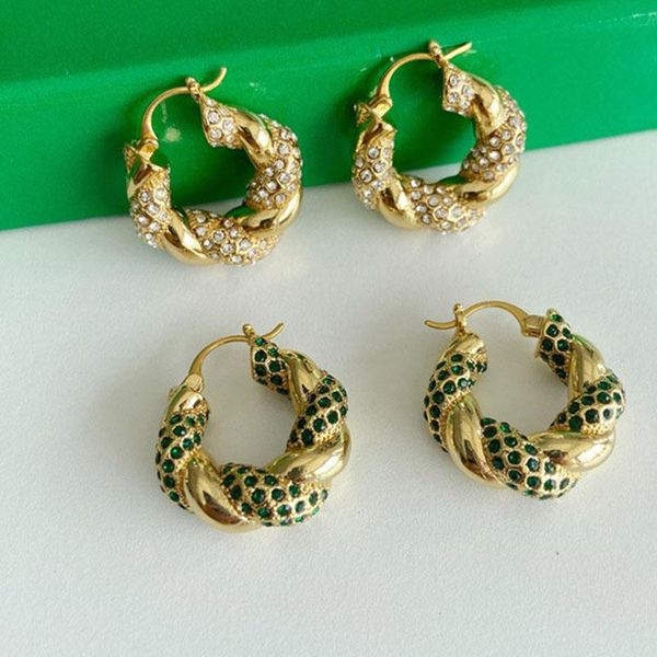 hoop & huggie green cz rhinestone pave twist chunky earrings for women bold luxury designer jewelry 2021 items, Golden;silver
hoop & huggie green cz rhinestone pave twist chunky earrings for women bold luxury designer jewelry 2021 items, Golden;silver
