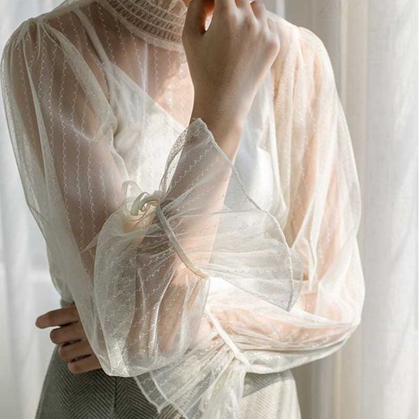 style fashion summer bell sleeve laced sweet stand white blouses ladies ruffles casual shirts 210601
style fashion summer bell sleeve laced sweet stand white blouses ladies ruffles casual shirts 210601