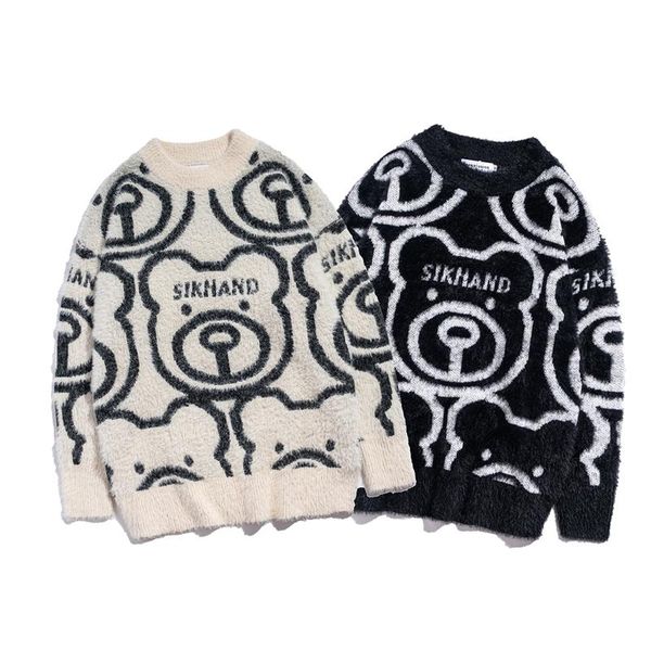 men's sweaters streetwear bear sweater men harajuku fuzzy pullover mens clothing hip hop oversize couple lazy knitted women jumper, White;black
men's sweaters streetwear bear sweater men harajuku fuzzy pullover mens clothing hip hop oversize couple lazy knitted women jumper, White;black