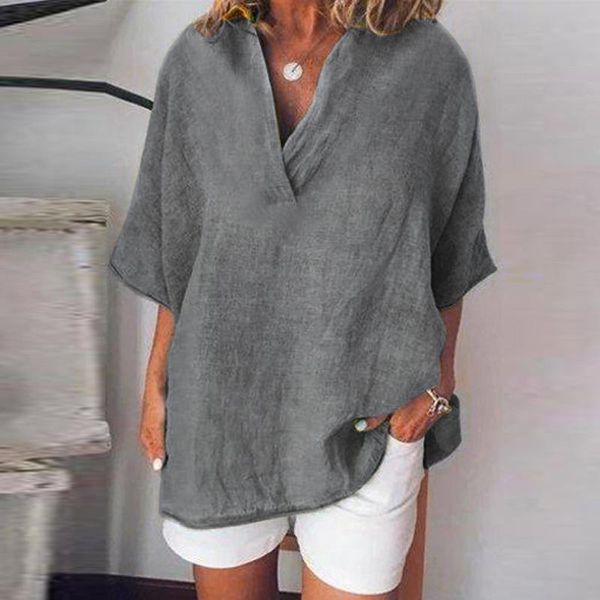 plus size fashion cotton linen blouse shirt loose v-neck tee casual summer ladies female women short sleeve blusas pullover women's bl, White
plus size fashion cotton linen blouse shirt loose v-neck tee casual summer ladies female women short sleeve blusas pullover women's bl, White