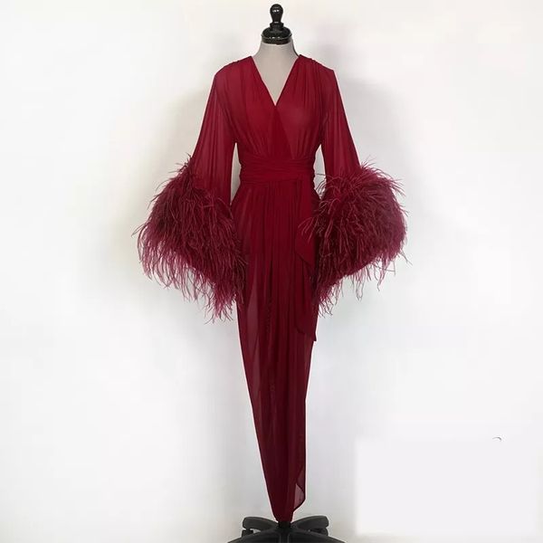 burgundy kinono sleepwear gowns prom dresses luxury feather maternity robes women pshoot bathrobe fluffy party custom made, White
burgundy kinono sleepwear gowns prom dresses luxury feather maternity robes women pshoot bathrobe fluffy party custom made, White