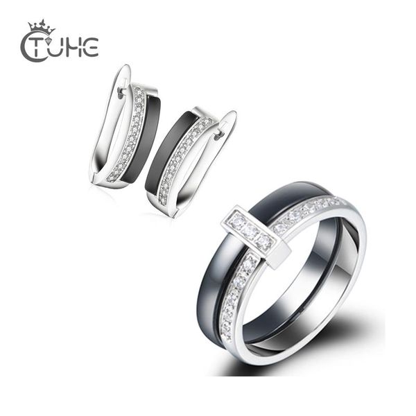 row crystal wedding jewelry sets black ceramic earring and rings with shining rhinestone for women fashion jewellery gift earrings & necklac, Silver
row crystal wedding jewelry sets black ceramic earring and rings with shining rhinestone for women fashion jewellery gift earrings & necklac, Silver