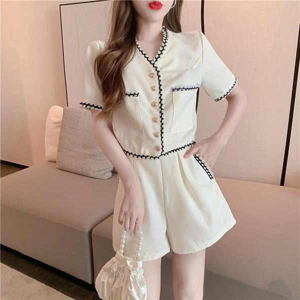 women's tracksuits women summer design elegant white suits v-neck stitching high waist wide leg shorts two-piece sets female, Gray
women's tracksuits women summer design elegant white suits v-neck stitching high waist wide leg shorts two-piece sets female, Gray