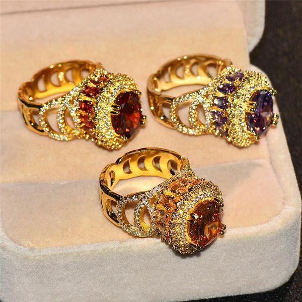 cluster rings luxury women big yellow gold finger ring vintage wedding bands large red purple stone promise love engagement, Golden;silver
cluster rings luxury women big yellow gold finger ring vintage wedding bands large red purple stone promise love engagement, Golden;silver
