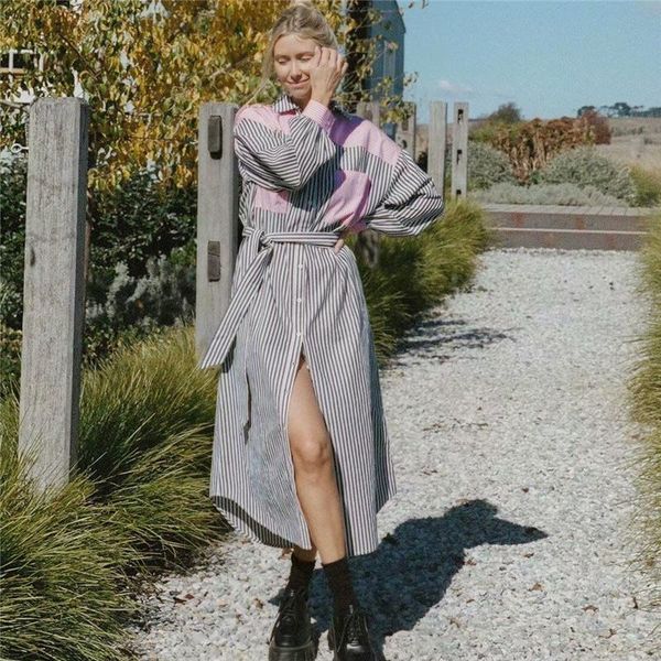 casual dresses woman loose stripe shirt long dress tide spring sweet female pink patchwork laides elegant sashes, Black;gray
casual dresses woman loose stripe shirt long dress tide spring sweet female pink patchwork laides elegant sashes, Black;gray