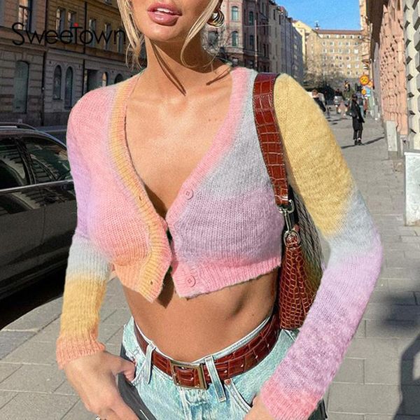 women's knits & tees sweetown pink tie dye y2k cardigan green print kawaii clothes button up v neck slim sweaters women long sleeve aut, White
women's knits & tees sweetown pink tie dye y2k cardigan green print kawaii clothes button up v neck slim sweaters women long sleeve aut, White