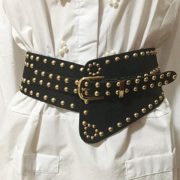 belts french style metal rivet wide girdle ladies all-match elastic belt skirt gothic dress waistband designer, Black;brown
belts french style metal rivet wide girdle ladies all-match elastic belt skirt gothic dress waistband designer, Black;brown