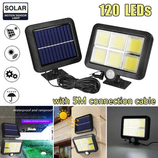 wall lamp 1/2 set 30w 120 led solar power sensor motion light garden flood security with 5m extension cord
wall lamp 1/2 set 30w 120 led solar power sensor motion light garden flood security with 5m extension cord