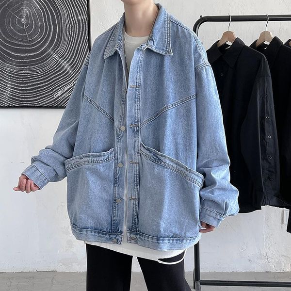 men's jackets autumn cotton denim jacket fashion retro blue black pocket utility mens streetwear loose hip-hop bomber men, Black;brown
men's jackets autumn cotton denim jacket fashion retro blue black pocket utility mens streetwear loose hip-hop bomber men, Black;brown