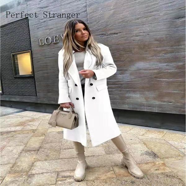 women's wool & blends fashion single breasted lined pocket slim outerwear autumn winter women solid casual long coat elegant lapel ol c, Black