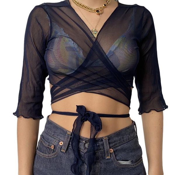 women's swimwear mesh see through bikini cover ups 2021 fashion women half sleeve bandage v neck crop cardigan beachwear, White;black
women's swimwear mesh see through bikini cover ups 2021 fashion women half sleeve bandage v neck crop cardigan beachwear, White;black