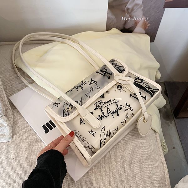 niche design graffiti popular bag new fashion female summer transparent bag shoulder bag square underarm width 28cm
niche design graffiti popular bag new fashion female summer transparent bag shoulder bag square underarm width 28cm