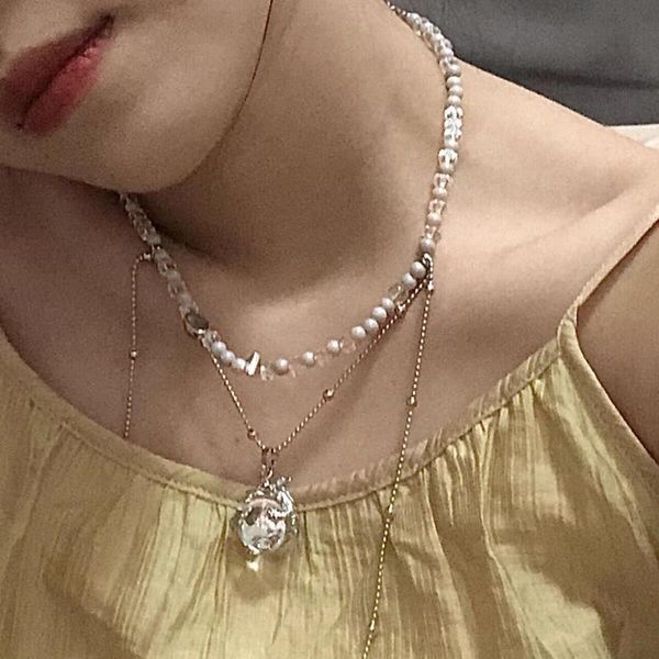 pendant necklaces korean transparent crystal necklace clavicle chain choker for women girl fashion vintage handmade beaded gifts, Silver
pendant necklaces korean transparent crystal necklace clavicle chain choker for women girl fashion vintage handmade beaded gifts, Silver