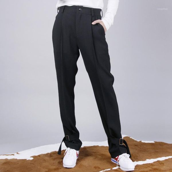 men's pants spring and autumn trendy simple slim mid-waist wide leg hair stylist fashion casual clothes, Black
men's pants spring and autumn trendy simple slim mid-waist wide leg hair stylist fashion casual clothes, Black