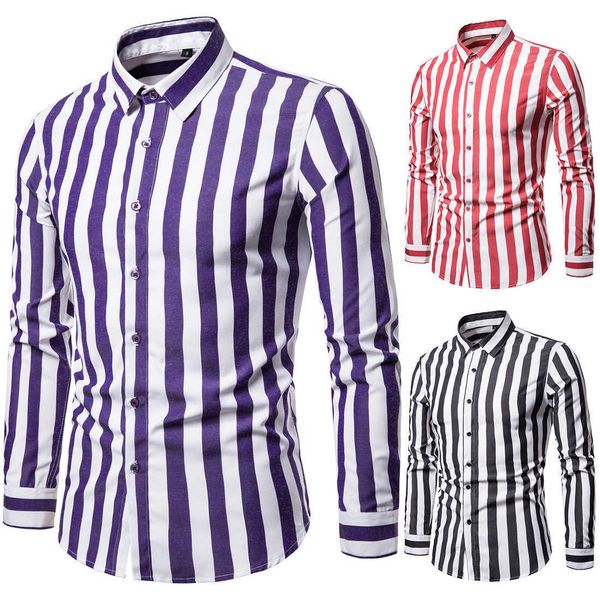 size european men's long sleeve shirt british trend stripe large ready to wear ys005, White;black
size european men's long sleeve shirt british trend stripe large ready to wear ys005, White;black