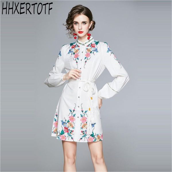 casual dresses 2021 autumn runway designer vintage printed mini dress women button lantern sleeve with belt, Black;gray
casual dresses 2021 autumn runway designer vintage printed mini dress women button lantern sleeve with belt, Black;gray
