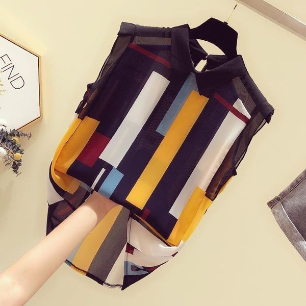 women's blouses & shirts striped chiffon women summer design 2021 sleeveless straight elegant office lady outwear blouse, White
women's blouses & shirts striped chiffon women summer design 2021 sleeveless straight elegant office lady outwear blouse, White