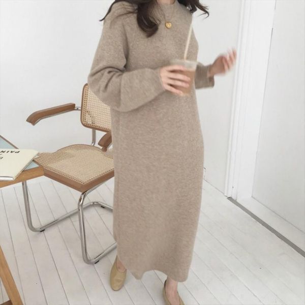 autumn winter long knitted sweater womens dress pullover sleeve straight oversized round collar, Black;gray
autumn winter long knitted sweater womens dress pullover sleeve straight oversized round collar, Black;gray
