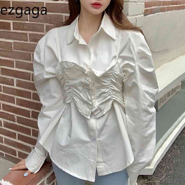 ezgaga elegant shirts women fake two ruched long sleeve turn-down collar loose spring korean fashion ladies blouse casual 210430, White
ezgaga elegant shirts women fake two ruched long sleeve turn-down collar loose spring korean fashion ladies blouse casual 210430, White