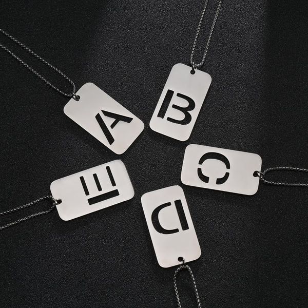pendant necklaces cool english letter hollow nameplate men and women simple couple single stainless steel jewelry neck chain, Silver
pendant necklaces cool english letter hollow nameplate men and women simple couple single stainless steel jewelry neck chain, Silver